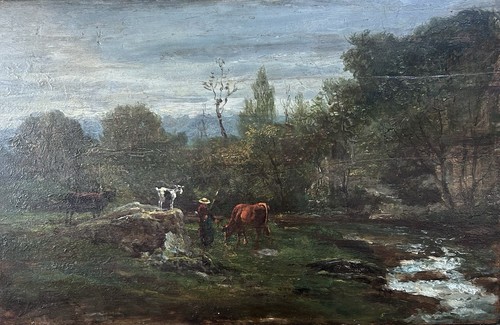 Tableau paysage avec vaches - avec, et