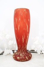 Vase XX ème en pâte de verre marmoréen rouge et jaune MODA