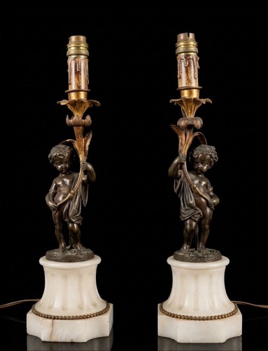 Paire lampes aux putti - putti, en