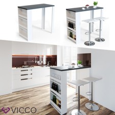Vicco Table de bar avec étagère et compartiments table de café Blanc, Anthracite