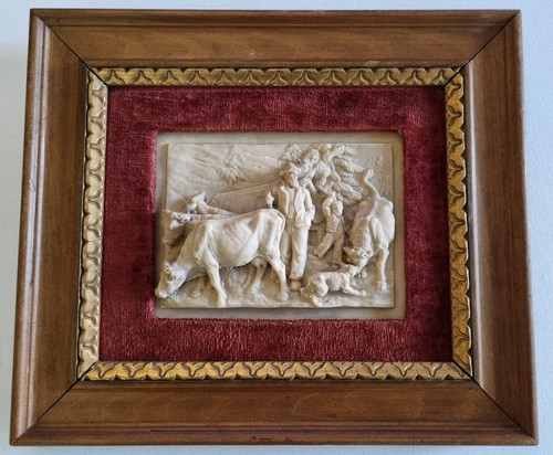 Tableau bas relief ancien - tableau, bas-relief