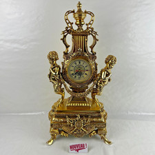 ➜CHIMNEY CLOCK/TABLE Rococo Baroque Seed Golden Pendulum Angels Cherubim
