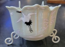 Vintage Gold Castle Condiment Bowl Crane Design  LUSTER WARE Hand Painted JAPAN