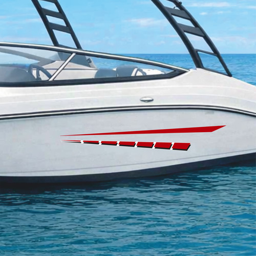 Autocollant bateau rouge - 4x,