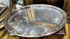 Beautiful old oval silver metal tray Louis XVI style 1900 era