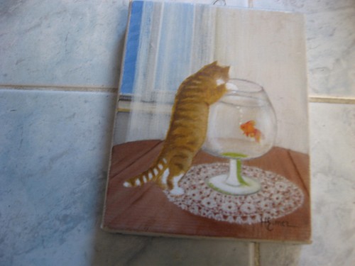 Tableau peinture toile chat - tableau,