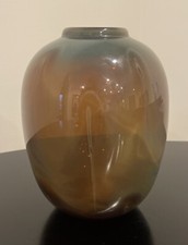 Mark Peiser Hand Blown Glass Vase 1970 Signed 7.25” Tall