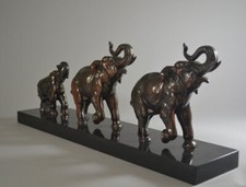 Art deco group sculpture with 3 elephants
