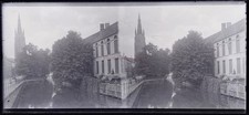 BELGIUM Canal Eglise c1920 Photo NEGATIVE Vintage Glass Plate §fn