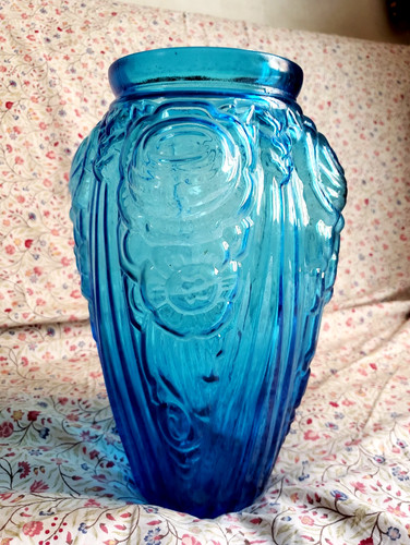 Grand vase verre bleu - grand,
