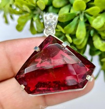 Pierre précieuse fantaisie solitaire argentée allemande topaze rouge 80+ ct...