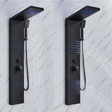 Panneau Douche LED Noir Argent