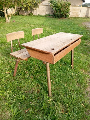 Ancien pupitre bureau ecolier - ancien,