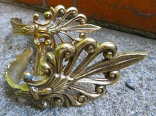 BRONZE CURTAIN ROD HOLDER (THE PAIR) Ornate PALM & ART DECO FOLIAGE