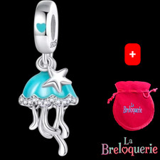 Charm méduse - Pour bracelet PANDORA - Argent Sterling 925. + pochette