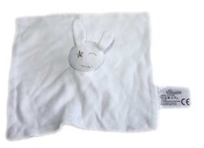 Doudou plat Lapin blanc tissu