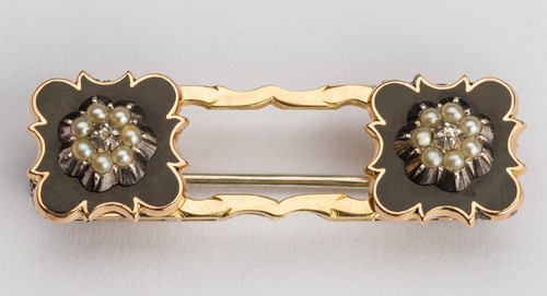 Broche perles fines et - or,