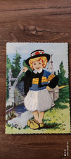 Carte postale brodée - La Bretagne, costume de Quimper