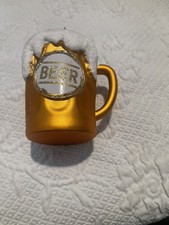 Kurt Adler Gold Sparkle Glass Beer Mug Ornament With White Foam