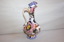 Earthenware ewer by Gien, peonies decor, height 25.5 cm, No. 3