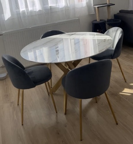 Table ronde effet marbre 4 - effet, +