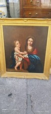 Religious painting Virgin and Child oil on canvas 19th century 