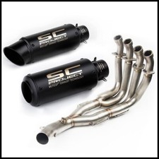 For Yamaha R6 2006-2016 Full System Exhaust Tips Black Muffler Front Link Pipe