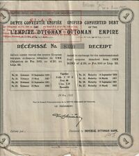 P75 Ottoman Empire Debt Converted Receipt No. 83920 Grey Paper