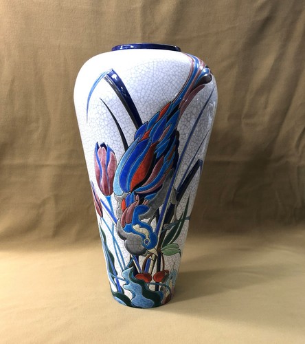 Grand vase émaux longwy - de,