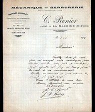 LA MACHINE (58) SERRURERIE & MACHINES AGRICOLES "C. RENIER" en 1907