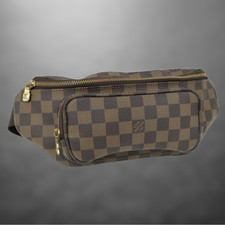 Auth Louis Vuitton Bumbag Mervyle Waist Bag Damier Ebene N51172 Brown Leather