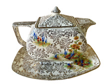 Théière anglaise ancienne signée Empire England Art Deco Tournesols vintage