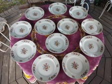 12 Assiette Plate Porcelaine Opaque Sarreguemines Digoin Modèl Guy Floral 22,7cm