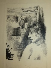 BEAUTIFUL ORIGINAL DRAWING INK NOVEL XAVIER FORNERET SURREALISM ROMANTICISM 1930 b