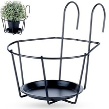 Support Pot de Fleurs Métal Noir Balcon Balustrade Support Plantes Jardin