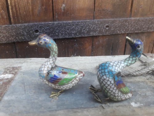 Oies cloisonnées figurines - oies,