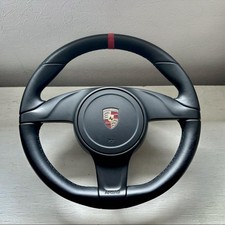 Porsche 981 Cayman S Sport Steering Wheel OEM Leather Red Stripe