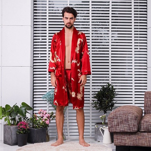 Hommes kimono peignoir - kimono, satin