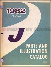 Livre De Pièces Maître Illustré De Pontiac J2000 Sunbird Numéro De Pièce 1982