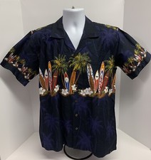 Favant Hawaiian Surfboard/Palms/Flowers Shirt Size Medium