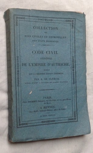 Rare 1837 code civil - code, gÉnÉral