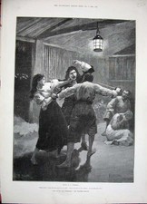 Original Old Antique Print 1888 Forestier Fine Art Barnaby Men Fighting Swords