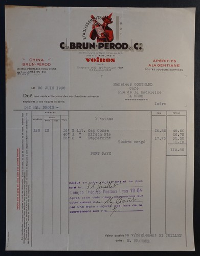 Facture 1938 voiron - facture,