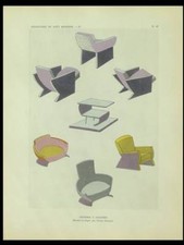 NOEMI SKOLNIK, SIEGES ART DECO - 1929 - POCHOIR, FAUTEUILS