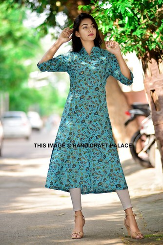Tunique coton turquoise - en,