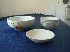 7 COUPES SALADIER SCHERZER BAVARIA ANCIEN DECOR FLORAL 1970 PORCELAINE VINTAGE