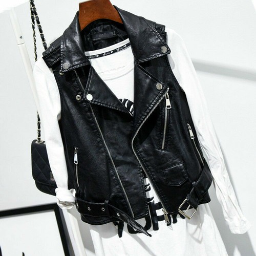 Faux leather waistcoat - faux, gilet