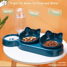 Gamelle Pour Chat Chien Triple Bols Distributeur d'Eau Automatique Mangeoire