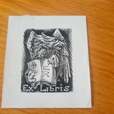 Ex-Libris ER representing an Eagle (wood 1952)