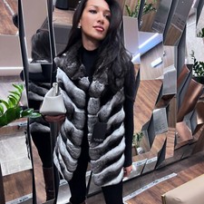 New Women Gilet Winter Real Rex Rabbit Fur Waistcoat Natural Fur Chinchilla Vest